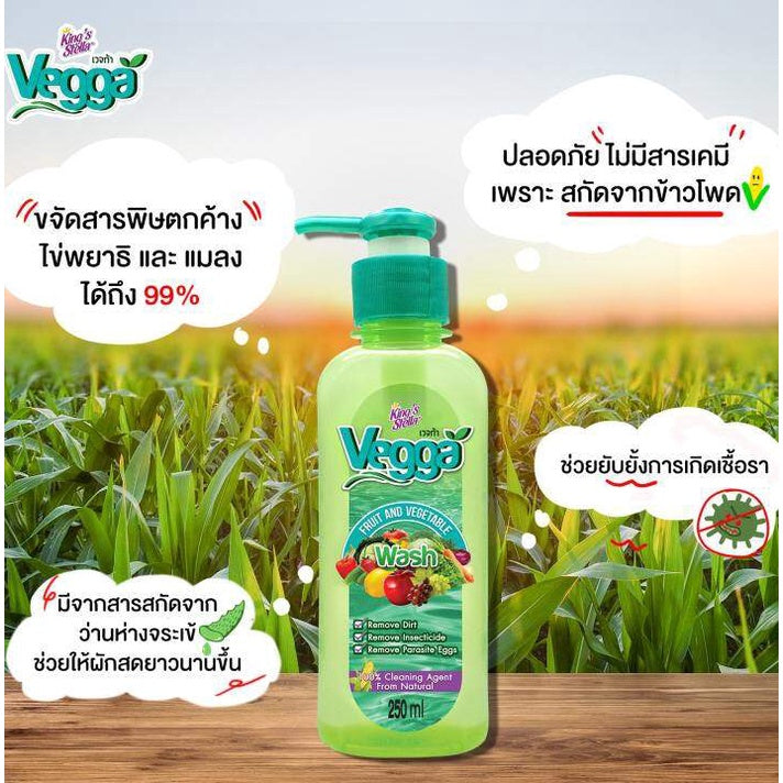 Vegga(เวจก้า) น้ำยาล้างผัก น้ำยาล้างผลไม้ ล้างสารตกค้างได้ถึง 90% Vegga เวจก้า 2500ml.