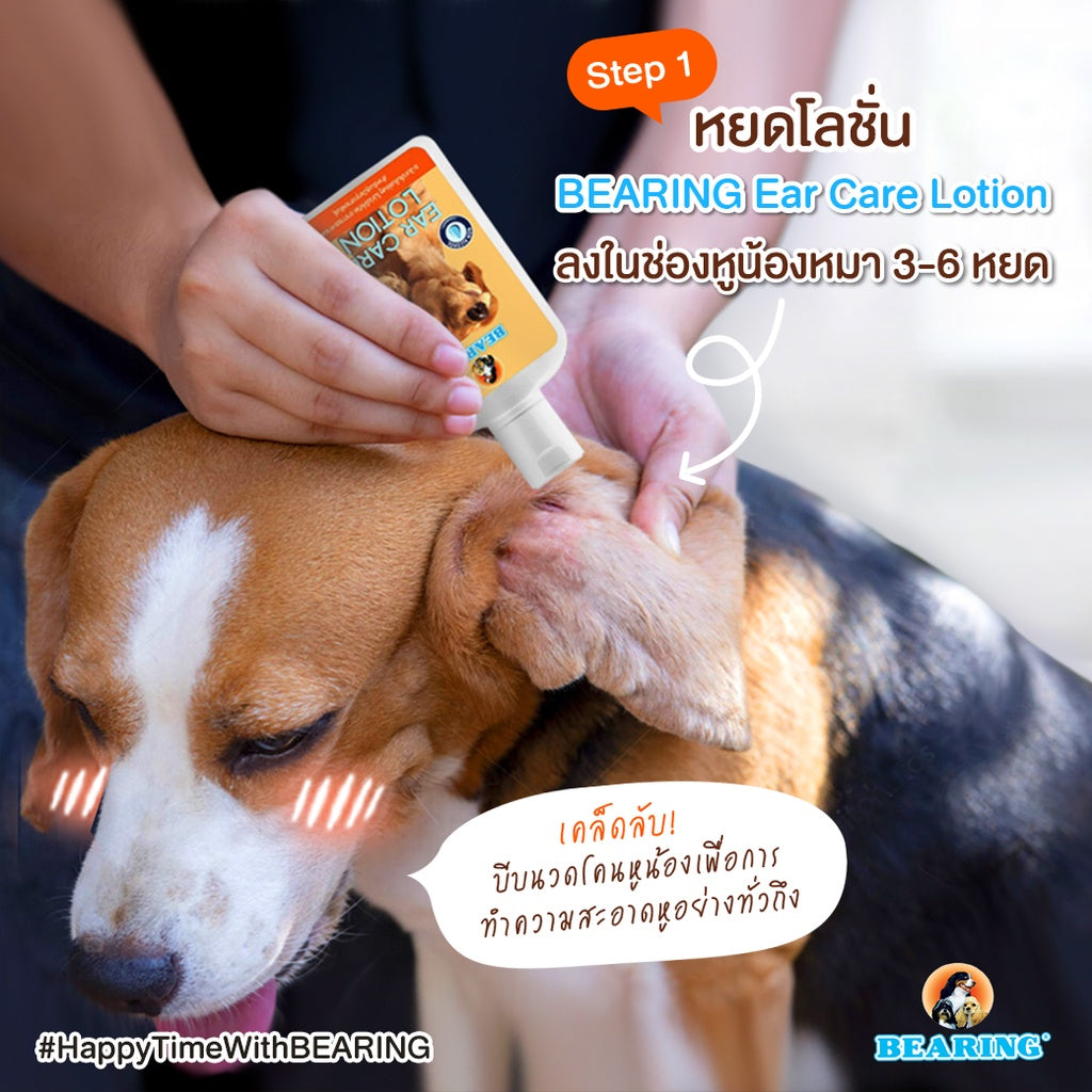 BEARING Ear Care Lotion for Dog โลชั่นเช็ดหูสุนัข ลดการอักเสบ ดับกลิ่นหู ทำความสะอาด และฆ่าเชื้อแบคทีเรีย 100 ml
