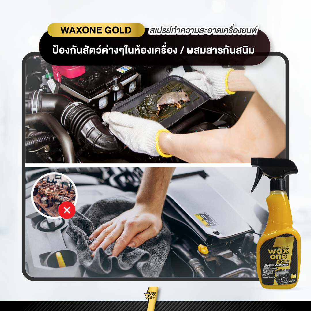 President's WaxOne Gold Engine Cleaner ทำความสะอาดเครื่องยนต์ ห้องเครื่อง คราบน้ำมัน จาระบี คราบสกปรก 600ml