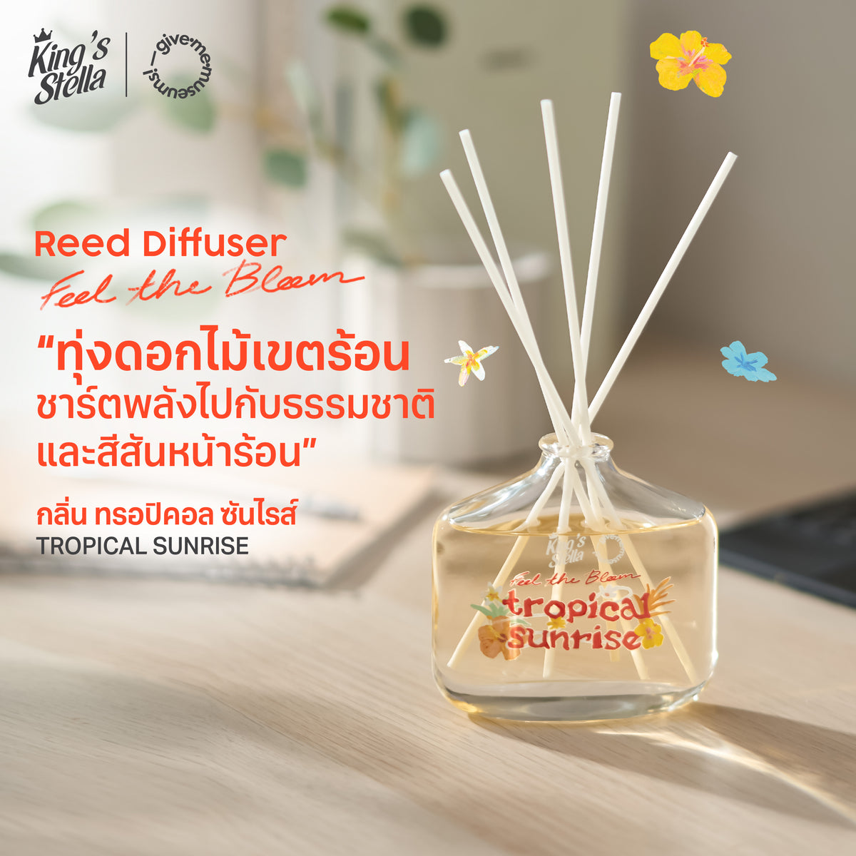 King's Stella x Give me museums คิงส์สเตลล่า ฟีล เดอะ บลูม  ก้านไม้หอมปรับอากาศ  Feel The Bloom Reed Diffuser