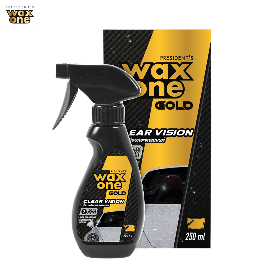 WaxOne น้ำยาเคลือบกระจกรถยนต์ Gold Clear vision 250ml. พร้อมผ้าไมโครไฟเบอร์ 1 ผืน บรรจุในกล่อง