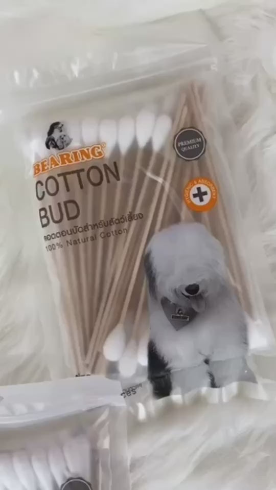 BEARING Cotton Bud สำลีก้าน สำหรับสัตว์เลี้ยง ทุกขนาด สำลีเช็ดหูสัตว์เลี้ยง คอตตอนบัดสุนัข แมว Size S-L 50-100 ก้าน