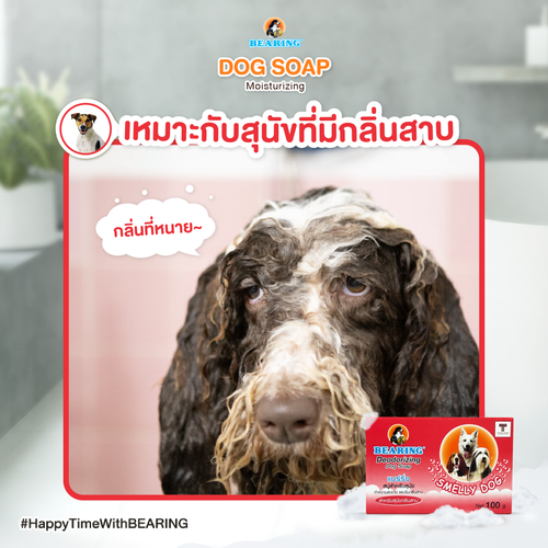 BEARING Soap For Dog สบู่ก้อนอาบน้ำสุนัข ใช้ได้นาน มีสูตรเฉพาะสำหรับเส้นขนทุกประเภท 100 g.